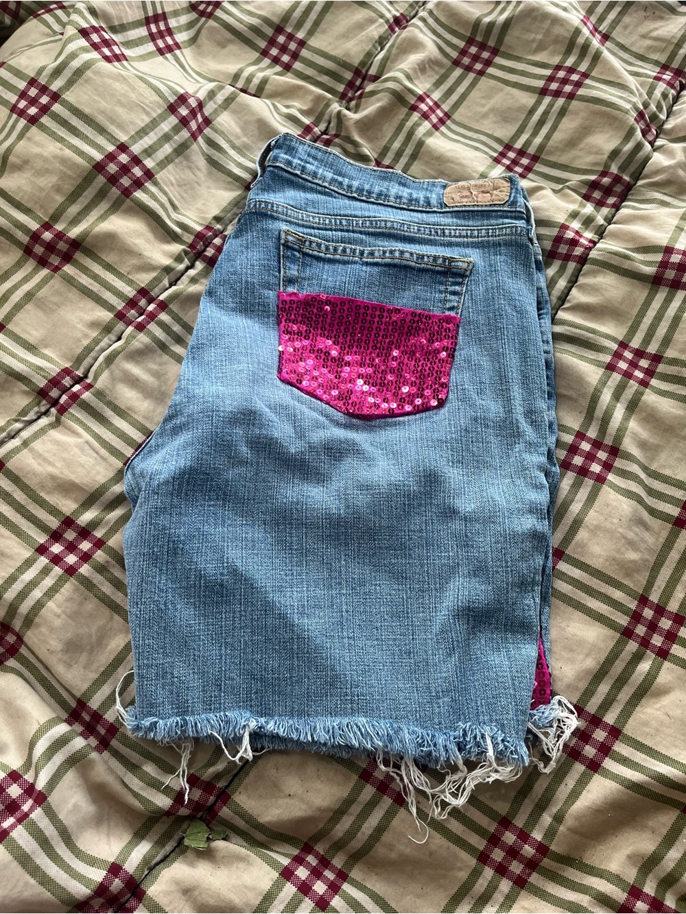 Levi's Light Blue Denim Mini Skirt with Pink Sequin Pocket